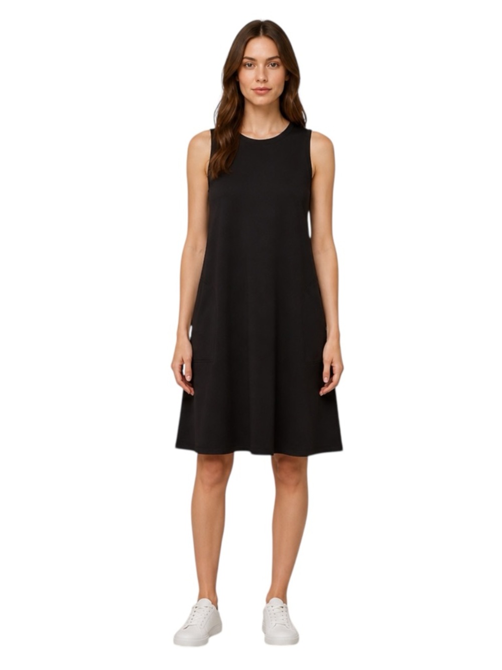 Wool& Sierra Merino Wool Tank Dress Black XL Pockets Minimalist Sustainable